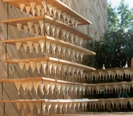 Carter casting the guttae in Dixie cups, Dock Road